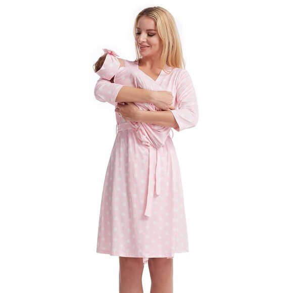 Maternity Robe and Baby Receiving Blanket, Matching Mommy Labor Delivery Robe an - Picture 1 of 5